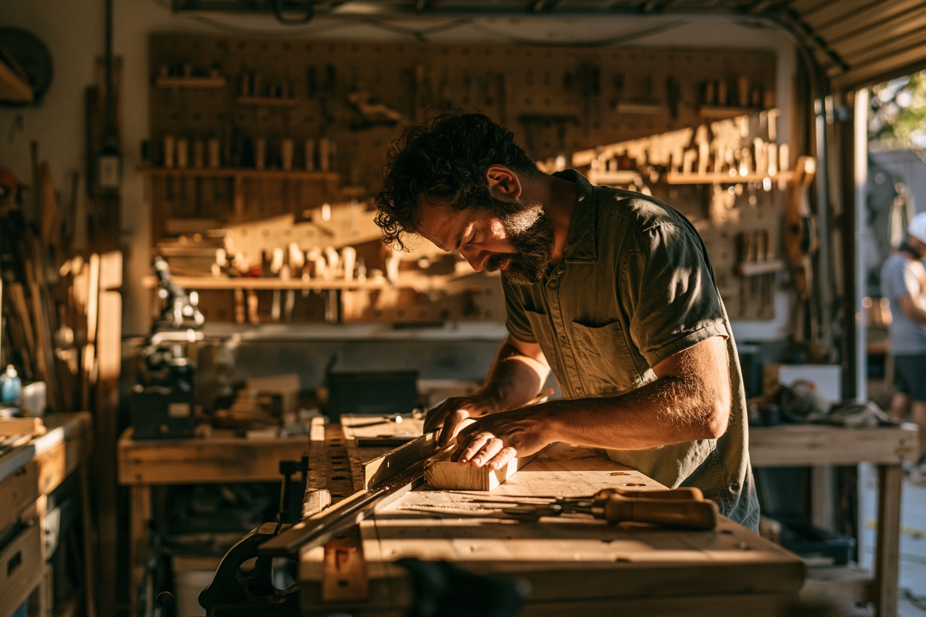 Craftsperson working for long periods at a workshop bench
